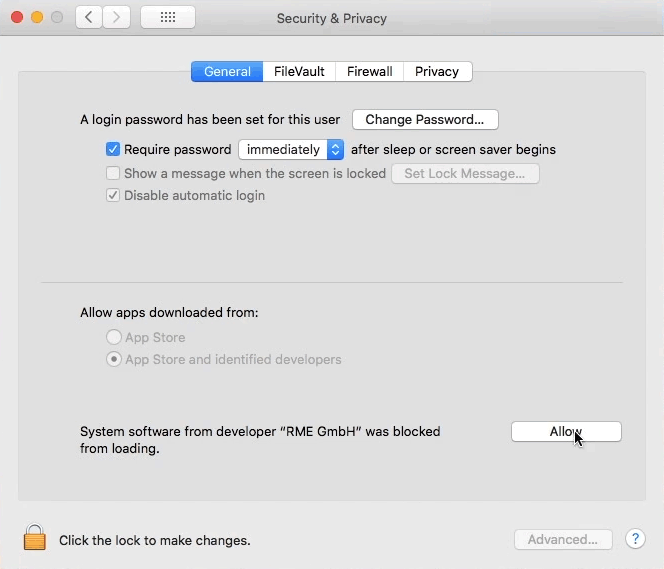 Install the latest driver for your RME audio interface under macOS 